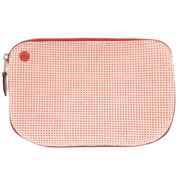 Hermes Echape Cotton Cognac Silver Hardware Pouch Bag 0013